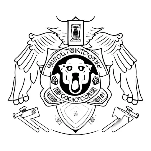 A minimalist tattoo of a correctional officer's badge with a dog silhouette inside, combining your occupation as a correctional officer with your love for dogs. tattoo design idea