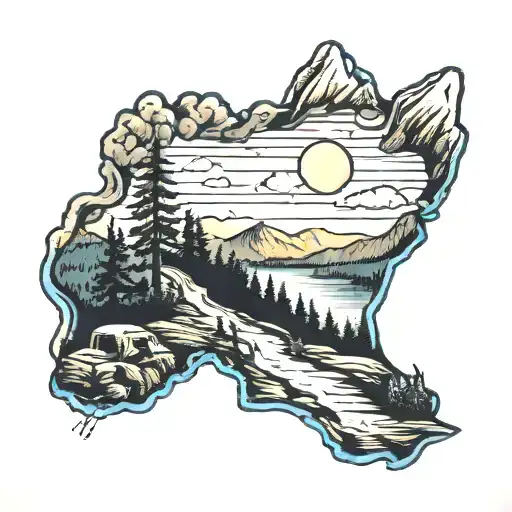 blue ridge mountains skyline drive tattoo design idea