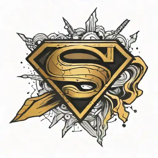  black and gold superman logo tattoo design idea