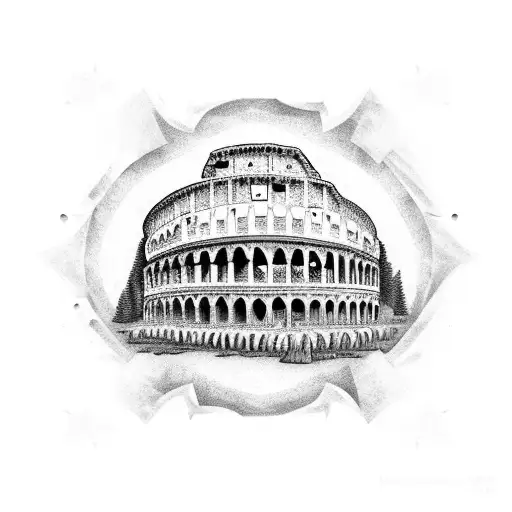 Ancient Roman Colosseum tattoo design idea
