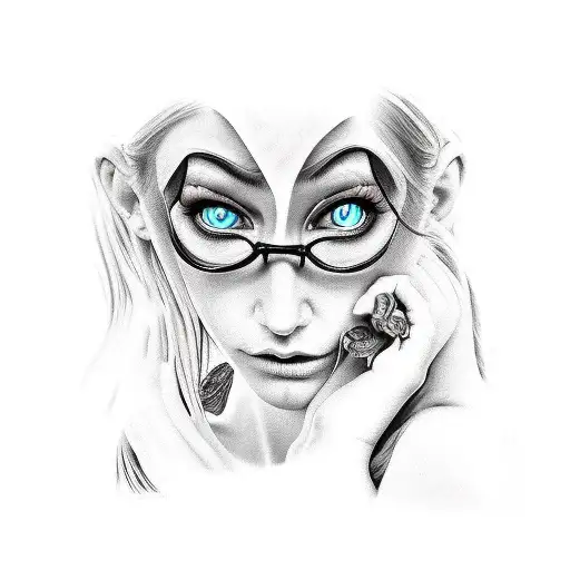 devil girl crying tattoo design idea