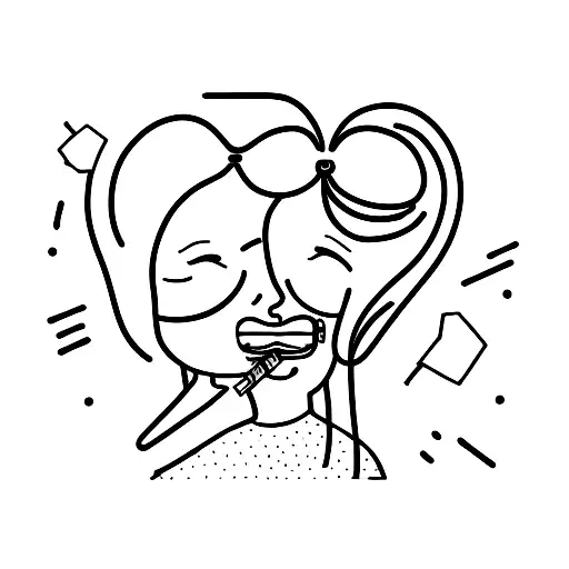 girl crying with cigarette in mouth line work tattoo design idea