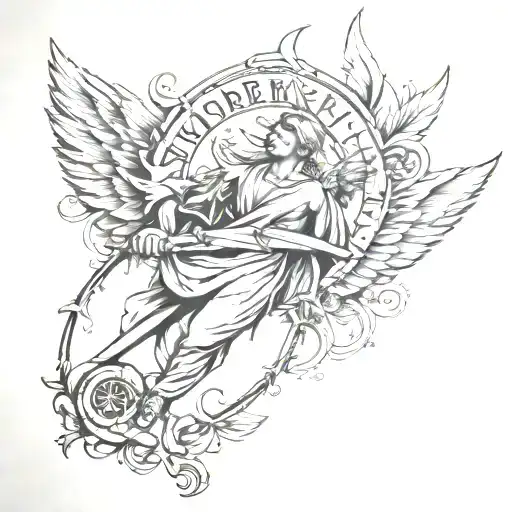 angel with roman numerals and a bear claw forearm tattoo tattoo design idea
