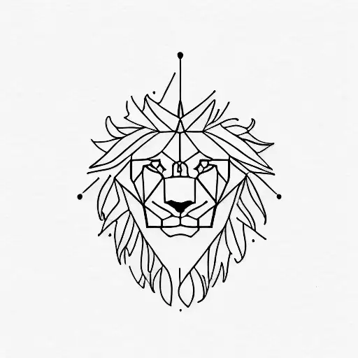 A minimalist tattoo of a lion's face blended with a mountain range, symbolizing the client's love for hiking and their favorite animal. tattoo design idea
