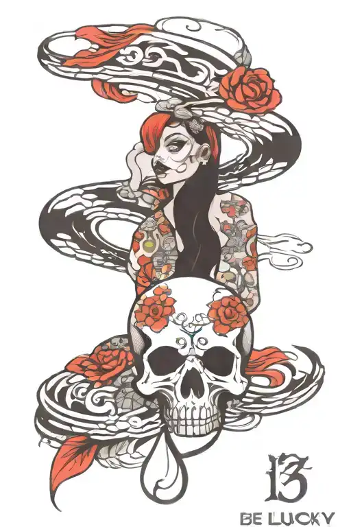 Be Lucky 13 incorporated tattoo design idea