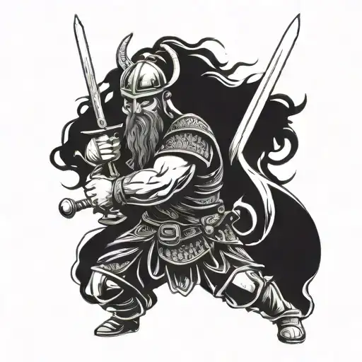Scottish Viking warrior wielding a sword tattoo design idea