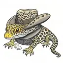 leopard gecko like a cowboy hat tattoo design idea