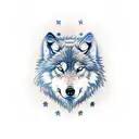 Romanian flag on wolf tattoo design idea