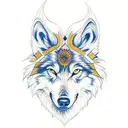 Romanian flag on wolf tattoo design idea