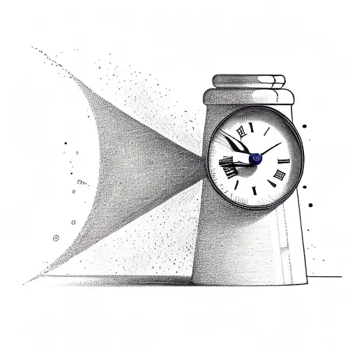 Hour glass with clock on the top bottle and sand below tattoo design idea