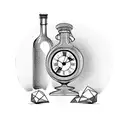 Hour glass with clock on the top bottle and sand below tattoo design idea