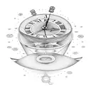 Hour glass with clock on the top bottle and sand below tattoo design idea