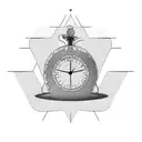 Hour glass with clock on the top bottle and sand below tattoo design idea