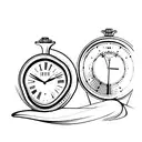 Hour glass with clock on the top bottle and sand below tattoo design idea