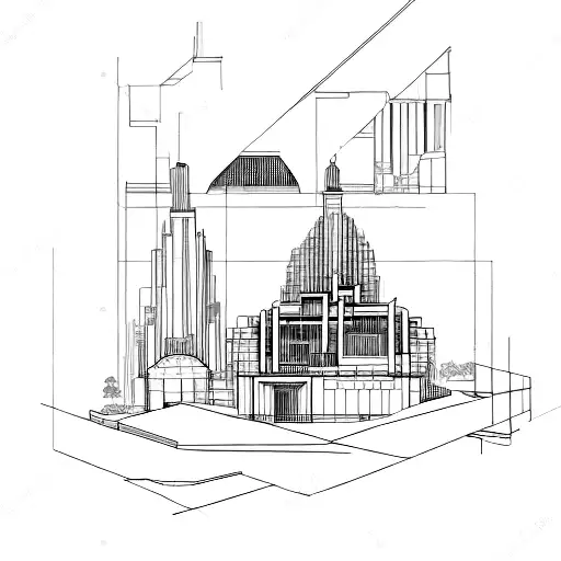 architectural drawings of a building  tattoo design idea