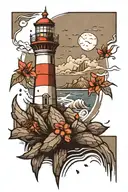 Lighthouse rocks sea and dates  tattoo design idea