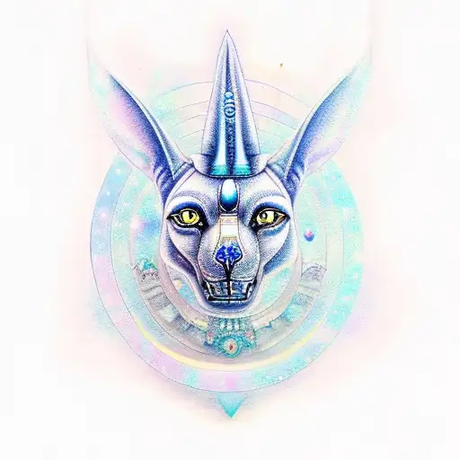 Anubis with galaxy  tattoo design idea