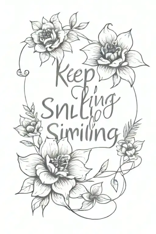 quote 'keep smiling' tattoo design idea