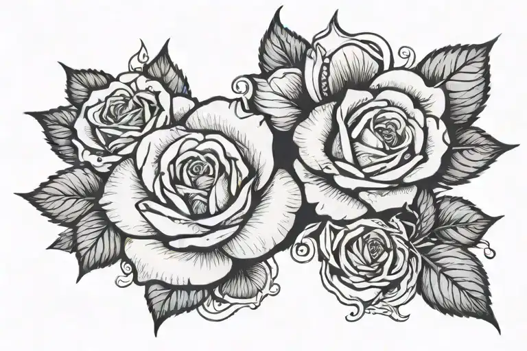 Rose tattoo With ADA written next to it with shading around it tattoo design idea