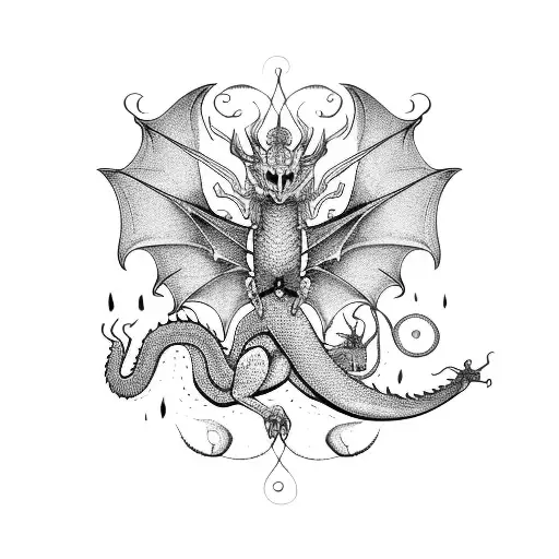 medieval dragon fly tattoo design idea