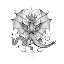 medieval dragon fly tattoo design idea