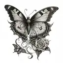 half snake and half butterfly  tattoo design idea