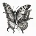 half snake and half butterfly  tattoo design idea