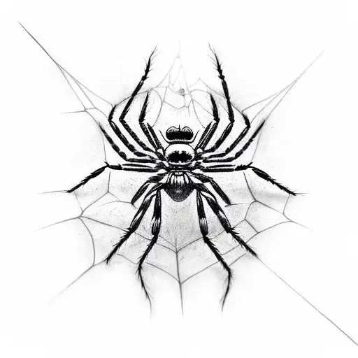 On the forearm of his right hand were images of nine identical spiders, randomly crawling along a web, the center of whi tattoo design idea