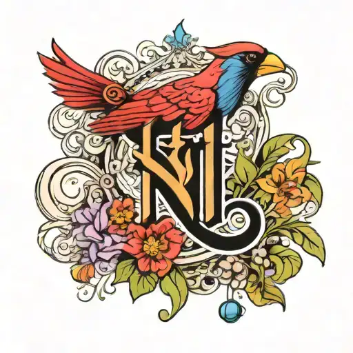 shalom in hebrew letters and a cardinal bird tattoo design idea
