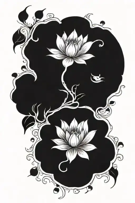 lotus flower, mandala, trees on fire tattoo design idea
