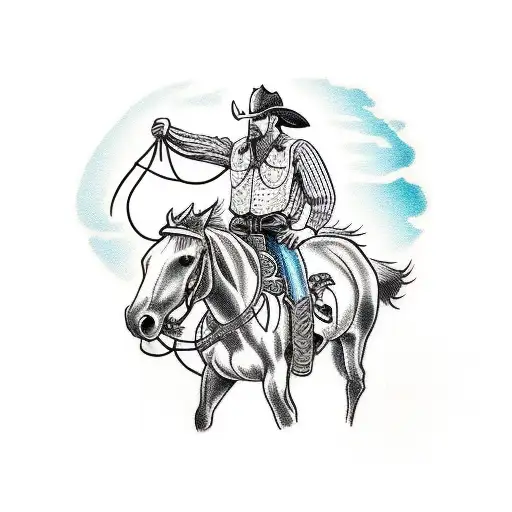 cowboy on horse tattoo design idea