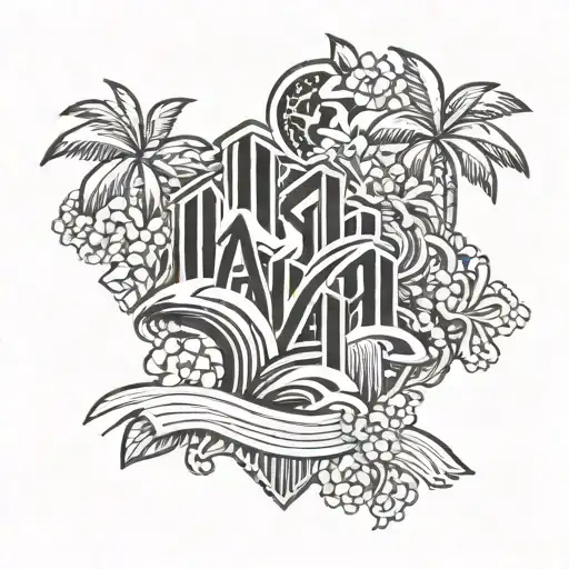 hawaii, bay area code intertwined tattoo design idea