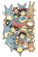 Studio Ghibli characters from howls moving castle and totoro. including kikis delivery service tattoo design idea