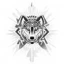 Tribal wolf with filipino sun tattoo design idea