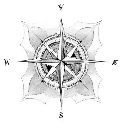 compass rose with arrow tattoo design idea