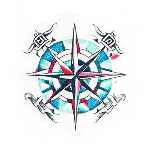 compass rose on African continent with skull and crossbones  tattoo design idea