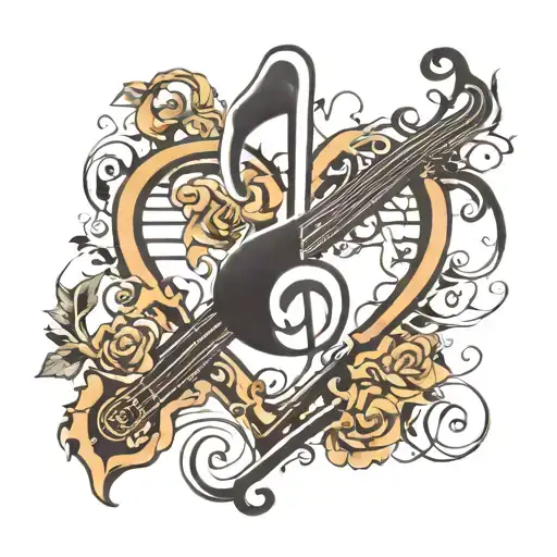 musicnote, cross, heart  tattoo design idea