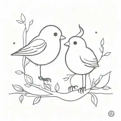 Small minimalist birds of a feather best friend tattoo design idea