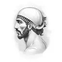 beautiful Italian man, strong, cursive writing, Roman warrior  tattoo design idea