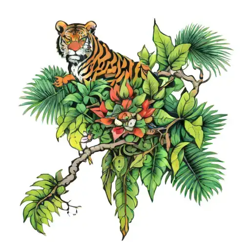 jungle trees tattoo design idea