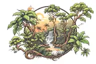 jungle forest with trees tattoo design idea