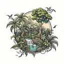 jungle forest with trees tattoo design idea