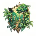 jungle forest with trees tattoo design idea