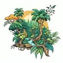 jungle forest with trees tattoo design idea