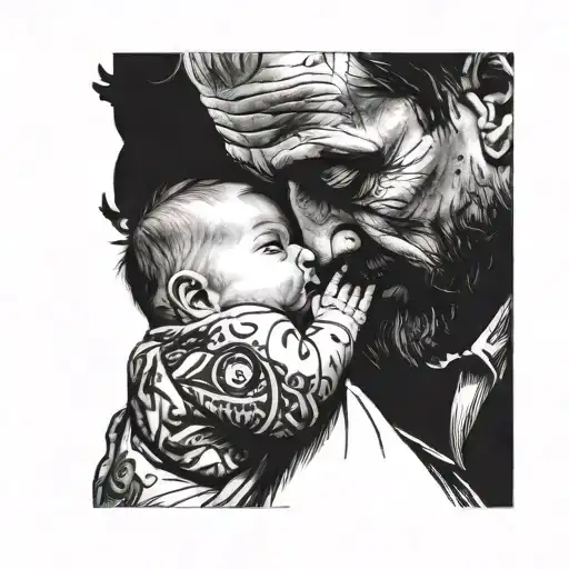 father with baby tattoo design idea