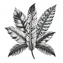 one feather with different mosaic designed leaves  tattoo design idea