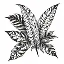 one feather with different mosaic designed leaves  tattoo design idea