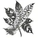 one feather with different mosaic designed leaves  tattoo design idea