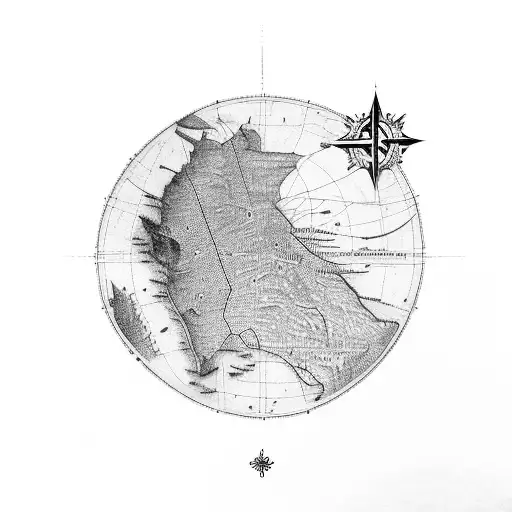 israel map with david star tattoo design idea