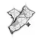 israel map with david star tattoo design idea